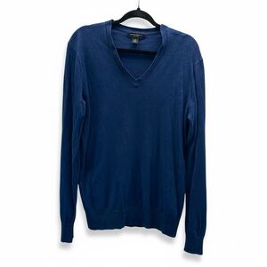 Banana Republic Blue Silk Linen V Neck Sweater Women Large Lightweight Knit